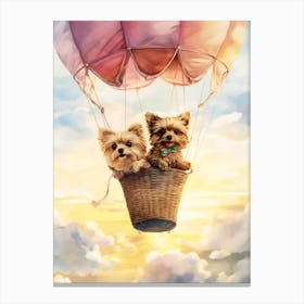Yorkshire Terriers In Hot Air Balloon 2 Canvas Print