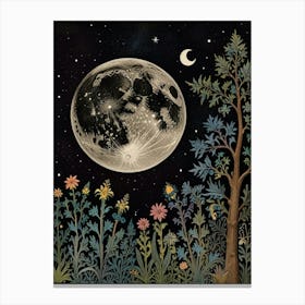 Moon In The Garden Style William Morris 1 Art Print Canvas Print