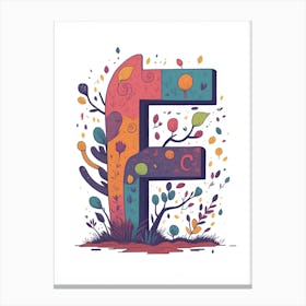 Colorful Letter F Illustration 63 Canvas Print