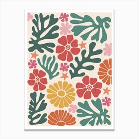 WA240025 - Colorful Botanical Pattern - Vibrant Floral and Leaf Design Matisse Style Canvas Print