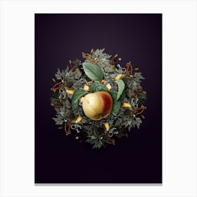 Vintage Snow Calville Apple Fruit Wreath on Royal Purple n.0373 Canvas Print