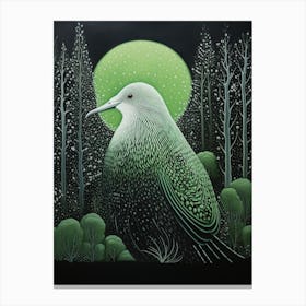 Ohara Koson Inspired Bird Painting Kiwi 5 Canvas Print