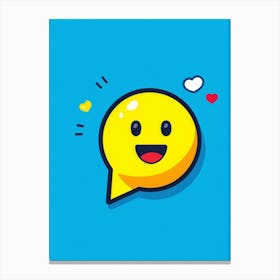 Digital Art Of A Heart Eyes Emoji Encased In A Speech Bubble Against A Vibrant Blue Background Symb Canvas Print