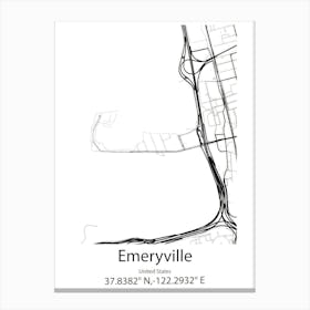 Emeryville,United States Minimalist Map 1 Canvas Print