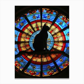 Cat In Stained Glass Window 8 Canvas Print