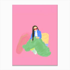 Cosy Girl Doing Laundry Red Sunglasses Canvas Print