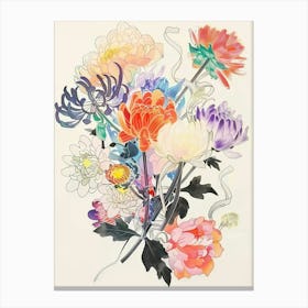 Chrysanthemum 2 Collage Flower Bouquet Canvas Print