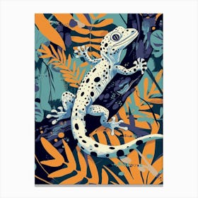 Blue African Fat Tailed Gecko Abstract Modern Illustration 1 Canvas Print