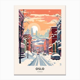 Vintage Winter Travel Poster Oslo Norway 2 Canvas Print
