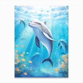 Happy Dolphin In Ocean 1 Canvas Print