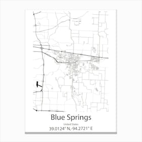 Blue Springs,United States Minimalist Map Canvas Print