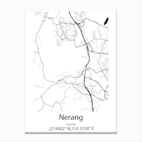 Nerang,Australia Minimalist Map Canvas Print