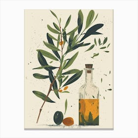 Olive Branch Olive Oil Illustration 3 Canvas Print