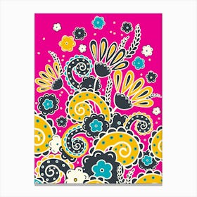 Doodles, Spring Garden, Pink and yellow version Canvas Print