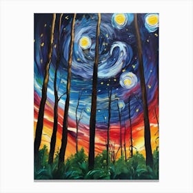 Starry Night In The Woods 1 Canvas Print