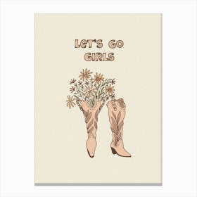 Cowgirl Boots With Flowers + Text Canvas Print