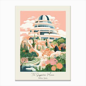 The Guggenheim Museum   Bilbao, Spain   Cute Botanical Illustration Travel 2 Poster Canvas Print