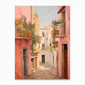 Lagos Portugal 3 Vintage Pink Travel Illustration Canvas Print