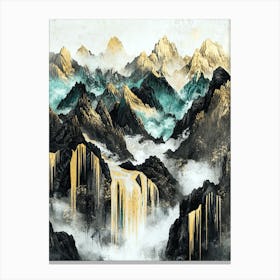 Himalayas Golden Peaks - Majestic Geometry Canvas Print