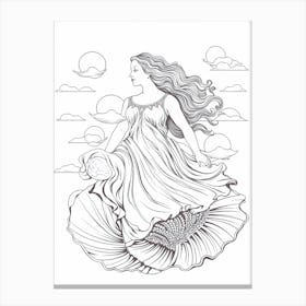 Line Art Inspired By The Birth Of Venus 14 Canvas Print