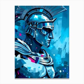 Spartan Warrior Portrait in Blue Canvas Print