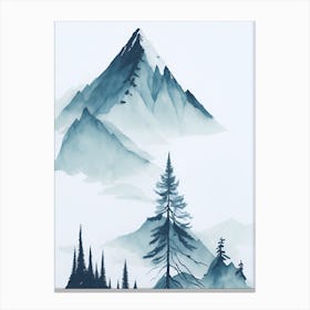 Mountain And Forest In Minimalist Watercolor Vertical Composition 69 Canvas Print