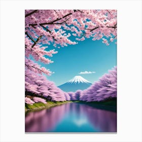 Cherry Blossoms In Japan Mount Fuji Japan Beautiful Lake Landscape 3 Canvas Print