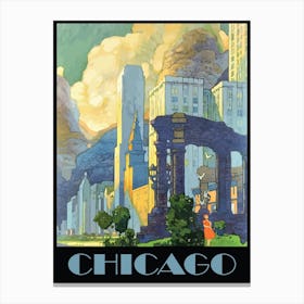Chicago In Art Deco Style Canvas Print