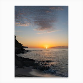 Golden sunrise on the Mediterranean beach Canvas Print