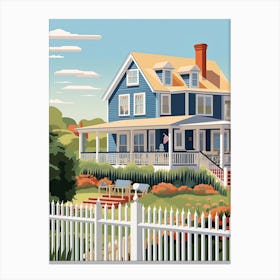 The Hamptons New York, Usa, Graphic Illustration 4 Canvas Print