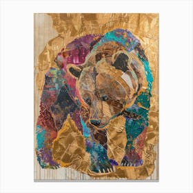 Brown Bear Gold Effect Collage 3 Canvas Print