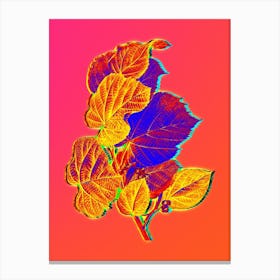 Neon Linden Tree Branch Botanical in Hot Pink and Electric Blue n.0504 Canvas Print