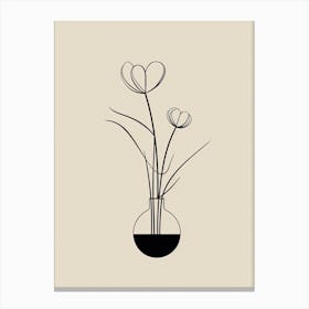 Flower In A Vase Line Art 4 Canvas Print