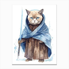 Burmese Cat As A Jedi 2 Canvas Print