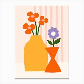 Colorful Flower Vases Print Canvas Print