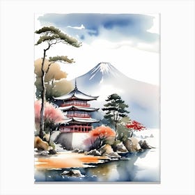 Japanese Landscape Watercolor Painting (26) 1 Canvas Print