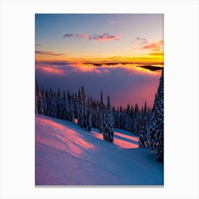 Ruka, Finland Sunrise Skiing Poster Canvas Print