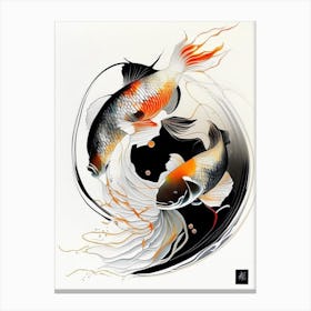 Kohaku Koi Fish Minimal Line Drawing Canvas Print
