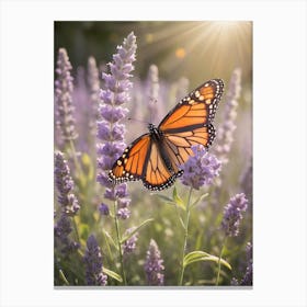 Monarch Butterfly On Lavender 6 Canvas Print