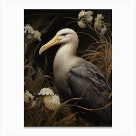 Dark And Moody Botanical Albatross 4 Canvas Print