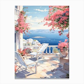 Mykonos Summer Watercolour 3 Canvas Print