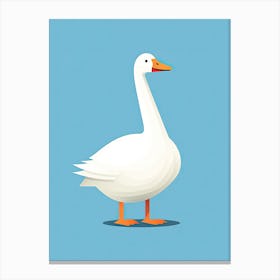 White Goose On Blue Background Canvas Print