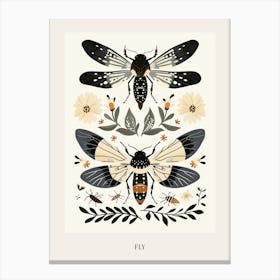 Colourful Insect Illustration Fly 4 Poster Canvas Print