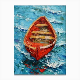 Red Boat In The Sea 2 Canvas Print