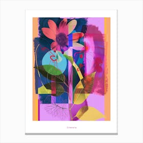 Cineraria 1 Neon Flower Collage Poster Canvas Print