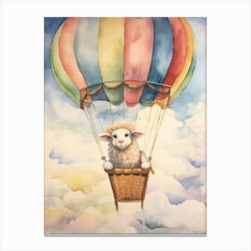 Baby Sheep 1 In A Hot Air Balloon Canvas Print