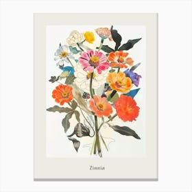 Zinnia 2 Collage Flower Bouquet Poster Canvas Print