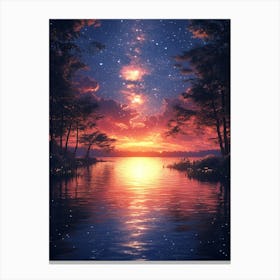 Starry Sky Over Water 5 Canvas Print