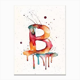 B  Letter, Alphabet Minimalist Watercolour 2 Canvas Print