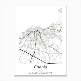 Chania,Greece Minimalist Map Canvas Print